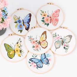 Chinese Products Butterfly Pattern Embroidery Starter For Beginners Diy Material With Pattern Embroidery Threads Needles