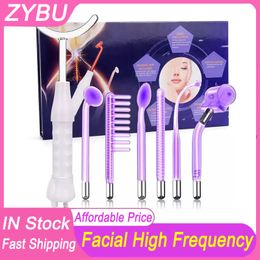 7in1 Electrode Glass Tube High Frequency Facial Machine Spot Acne Wand Home Use Spa High Frequency Face Skin Care Electrotherapy