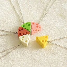 Chains Cheese Cake Necklace Sweet Triangle Pendant Girl Cute Candy Colored Resin Woman Simple Designer Korean Jewelry Gift