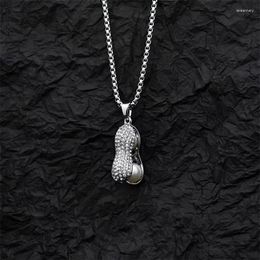 Chains Korean Version Of Ins Pearl Rhinestone Peanut Necklace Female Fashion Personality Simple Pendant 100 Long Hoodie Sweater Chain