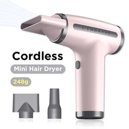 Hair Dryers Mini Dryer Travel Rechargeable Blow Cordless Portable Battery Driven Turbofan Compressed 110000RPM Air Dust Blower 230807