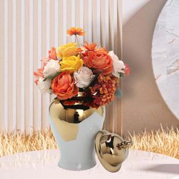 Storage Bottles Ceramic Flower Vase Temple Jar Porcelain Ginger For Party Desk