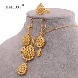 Wedding Jewelry Sets African Gold plated sets necklace pendant earring ring set for women France Dubai party bridal wedding wife gifts 230804