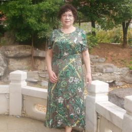 Plus Size Dresses Women Dreeses Evening Dress Large Sizes Short Sleeve Casual Maxi Lady 60 Years Elegant FC101