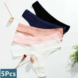 5 PCS Panties Pamuk G-String Kadınlar Seksi Spor Sakinsiz İç Çamaşırı Damgüller Tangalı Düz ​​Renkli İç çamaşırı Düşük Kaç G-String Pack L230626