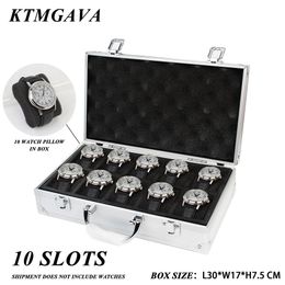 Jewelry Boxes 10 Slots Watch Storage Box Aluminum Alloy Useful Jewelry Wrist Watches Holder Display Box Watch Holder Box Organizer Toolbox 230804