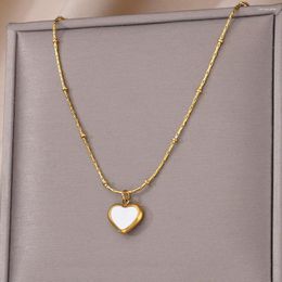 Pendant Necklaces Shell Heart For Women Men Gold Colour Neck Chain Stainless Steel Necklace Jewellery Female Gift