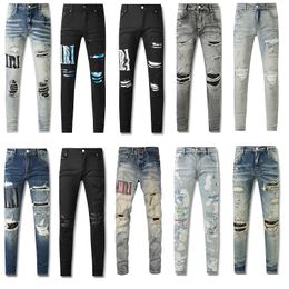 23new designer jeans for mens hole light blue dark Grey italy brand man long pants trousers streetwear denim skinny slim straight biker jeans