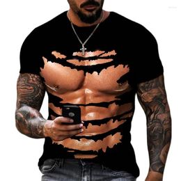 Men's T Shirts Fashion 3D Printed Muscle T-Shirt Casual Personality Harajuku High Quality O-neck Street Summer Tough Guy Loose Top