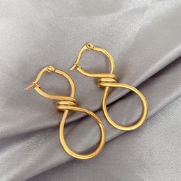 Hoop Earrings ZJ Stainless Steel Minimalist Designed Figure Number 8 Spiral Knotted Tarnish Free Street Style Fashion Jewellery
