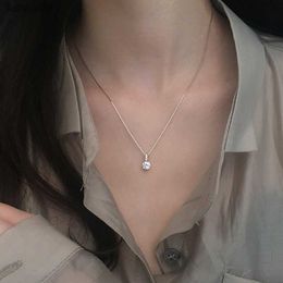 925 sterling silver geometric water drop necklace female simple clavicle chain fashion temperament pendant jewelry shiny zircon L230704