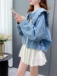 Women's Jackets 2023 Spring And Autumn Doll Neck Denim Coat Korean Version Loose Foreigner Style Reduced Age Casual Short Jacket Top