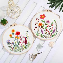 Chinese Products DIY Hand Embroidery Material Plant Floral Pattern Embroidery Chinese Sewing Embroidery Loop Colourful Threads Material Package