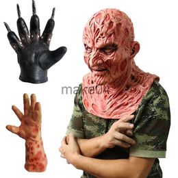 Party Masks Scary Freddy Mask Horror Zombie Clown Disguise Halloween Props Latex Carnival Freddy Krueger Cosplay Anime Gloves Mask For Face J230807