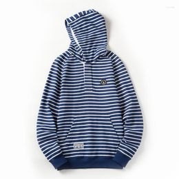 Men's Hoodies Men Striped Sweatshirt Pullover Coat Thicker Tops Autumn Hooded Tracksuit Jacket Casual Male Slim Jumper