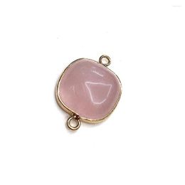 Pendant Necklaces Natural Stone Gem Square Gold Plated Rose Quartz Connector Handmade Crafts DIY Necklace Bracelet Accessories For Women