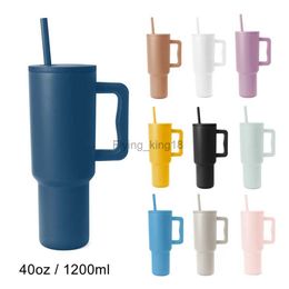 Customized 40 oz Tumbler with Handle Vacuum Insulated Mug With Lid Stainless Steel Thermos Coffee Cup Reusable Water Bottle 40oz HKD230807