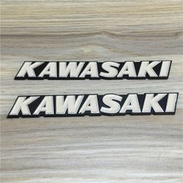 For modified Kawasaki Kawasaki retro car street car stereoscopic Aluminium fuel tank hard standard white lettering buoy Decal metal2376