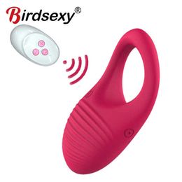 Massager Wireless Remote Control Cockring Vibrator Clitoris Stimulation Sleeve for Penis Ring Men Male Chastity Cock Rings