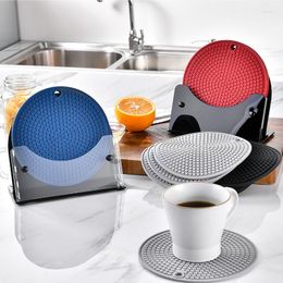 Table Mats TINGKE Silicone Heat Insulation Mat For Dining Pots And Dishes - Round Cup Set Kitchen Use