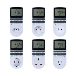 Timers Electronic Digital Timer Switch 24 Hour Cyclic EU UK AU US FR BR Plug Kitchen Timer Outlet Programmable Timing Socket 220V 120V 230804