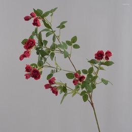 Decorative Flowers Realistic Non-fade Silk Rose Branch For Home Decor Bright Colors European Aesthetics