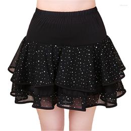 Stage Wear Summer Women Latin Dance Sequined Short Skirt Square Practice Adult Costumes