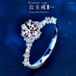 Cluster Rings Moissanite Hand Bouquet Women's Ring S925 Sterling Silver Diamond Niche Temperament Fine Jewellery