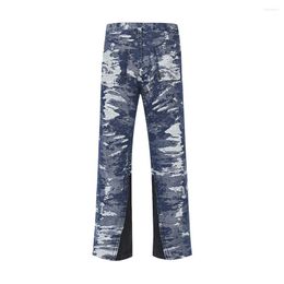 Men's Jeans Tie Dye Patchwork Color Match Unisex Cargos Y2K High Street Baggy Casual Vintage Denim Pants Oversize Loose Trousers