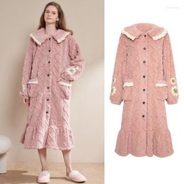 Women's Sleepwear Women Robes Thicken Coral Velvet 2023 Autumn Winter Pyjamas Warm Flannel Bathrobe Gown Female Nightgown Homewear