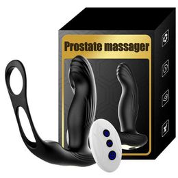Male Prostate Massage Vibrator Anal Plug Wireless Control Wear Heating Stimulate Delay Penis Ring for Men