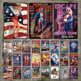 American Beauty Metal Sign Sexy Girls Metal Poster Vintage Tin Sign Plate Sexy Woman Iron Painting for Bar Pub Club Home Man Cave Room Personalised Decor 30X20CM w01