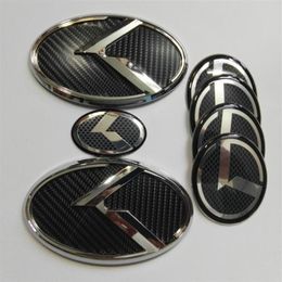 7pcs 3D black carbon K Emblem sticker for KIA new Forte YD K3 2014-2015 car emblems211s