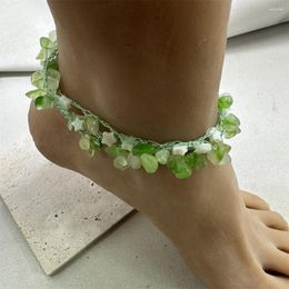 Anklets Stone Chip Beads Anklet Bohemia Irregular Colorful Beaded Women Summer Beach Barefoot Sandal Jewelry