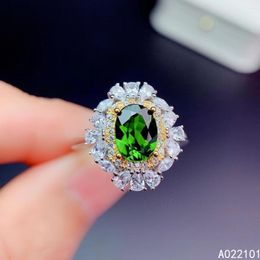 Cluster Rings KJJEAXCMY Fine Jewellery S925 Sterling Silver Inlaid Natural Diopside Girl Elegant Ring Support Test Chinese Style Selling