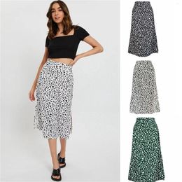 Skirts Women'S Fashion Spring And Summer All-Match Leopard Print Chiffon Slit High Waist Skirt Kawaii For Women Mini