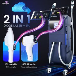 Vertical 2 in 1 OPT Diode Laser Hair Removal Wrinkle Removal Machine 4500W Input Power Wrinkle Removal Beauty Facial Machine TEC Semiconductor Cooling System