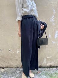 Women's Pants Designer Thick High Waist Pleated Straight Wide Leg 2023 Autumn Winter Korean Fashion Ladies Trousers