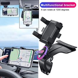 Car Multifunctional Mobile Phone Bracket 360 Degree Sun Visor Mirror Dashboard Mount GPS Stand Phone Holder Parking Card281c