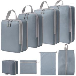Storage Bags 8 Set Travel Packing Cubes Luggage Organisers With Hanging Toiletry Bag Multi-Functional Clothing Sorting Packages