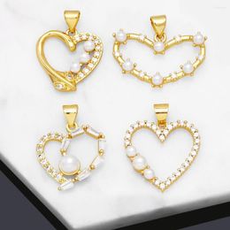 Pendant Necklaces OCESRIO Big Beads Hollow Heart For Necklace Copper Gold Plated Amulet Jewelry Making Component Wholesale Bulk Pdtb010