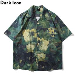 Men's Casual Shirts Dark Icon Hand Paint Full Printed Hawaiian Shirts Men Summer Street Men's Shirt 230807