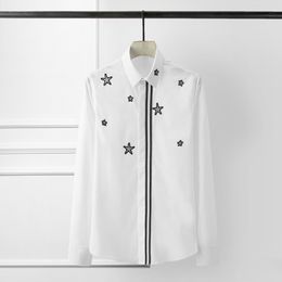 Minglu Men Shirt Luxury Stars Ribbon 3d Embroidery Party Mens Shirts Black White Long Sleeve Mens Dress Shirts Plus Size 4xl