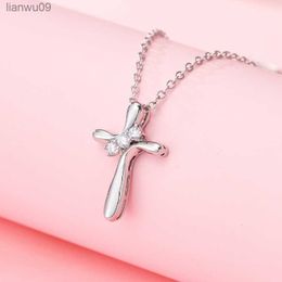 New Arrival Silver 925 Sterling Necklace For Lady Party Accessories Ethnic Zircon Cross Pendant Women Jewelry With Stones Shiny L230704