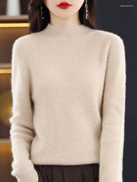 Women's Knits Fashion Merino Wool Women Knitted Sweater O-Neck Long Sleeve Stript Pullover Spring Autumn Clothing Knitwear Top
