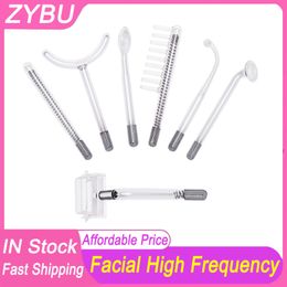 High Frequency Facial Machine Argon Neon Acne Remover Face Remove Wrinkles High Frequency 7 Glass Tube Wand Skin Rejuvenation Anti Ageing