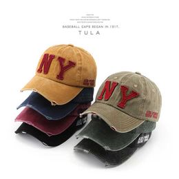 Summer Men's Baseball Cap for Women Cap Washed Cotton Soft Top Snapback Hat Big Letters NY Embroidery Casquette Unisex