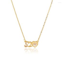 Pendant Necklaces Love Heart Chinese Number 520 Represents My For You Chain Necklace Nimble Mother's Day Woman Wedding Family Jewellery