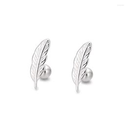 Stud Earrings 925 Sterling Silver Earring Simple Feather Turnbuckles For Women Girl Wedding Party Jewellery Gift