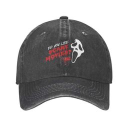 Party Hats Punk Cotton Do You Like Scary Movies Baseball Cap Adult Halloween Ghost Killer Scream Adjustable Dad Hat for Men Women Outdoor HKD230807